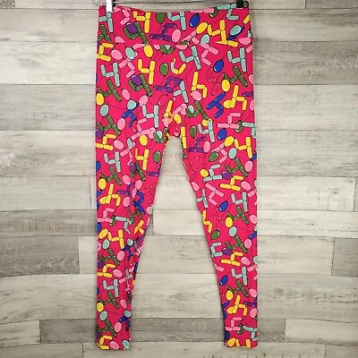 LuLaRoe Leggings Womens Tall & Curvy Pink Multi-Color Balloons Pattern • $7.95