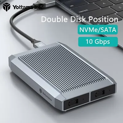 $50.34 • Buy Yottamaster Dual Bay M.2 NVME SATA USB 3.2 Type-C SSD Enclosure Case Adapter