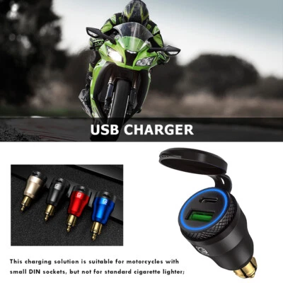 £9.90 • Buy DIN Hella Plug To QC3.0 + PD USB Charger Adapter With LED Light For Motorcycle