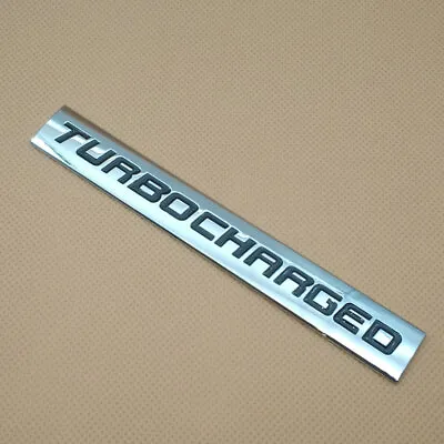 Metal Chrome TURBOCHARGED Silver & Black Logo Emblem  Sport Badge Sticker Decal • $6.99