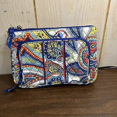 Retired 2013 VERA BRADLEY Blue Red Yellow MARINA PAISLEY Crossbody Organizer Bag • $14