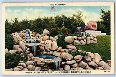 Muskegon Heights Michigan Postcard Mona View Cemetery Rocks Scene C1940s Vintage • $19.95