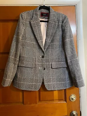 J. Crew Womens Blazer/Nello Gori Italian Wool Houndstooth SZ 10 • $37.50