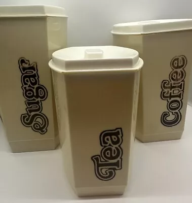 Vintage Coffee Tea Sugar Canister Set Plastic Retro MCM • $27