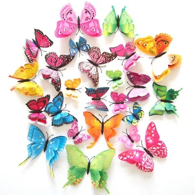 Waterproof 12Pcs Double-decker DIY 3D Fake Butterflies Magnets Removable Decals  • $11.33
