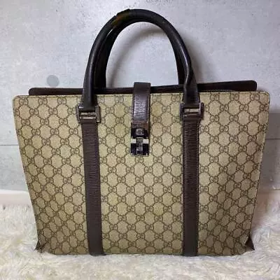 $186.01 • Buy GUCCI Business Bag PVC Leather Beige Gucci Sima Made In Italy Authentic #4208D