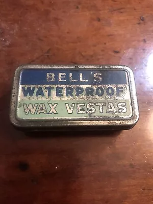 BELL'S WATERPROOF WAX VESTAS Old Tin Matchbook Match Box Holder Striker • $25.80