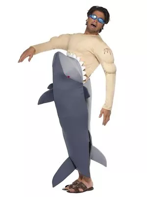 Smiffys Man Eating Shark Sea Ocean Adult Mens Halloween Costume Bodysuit 36378 • $54.99