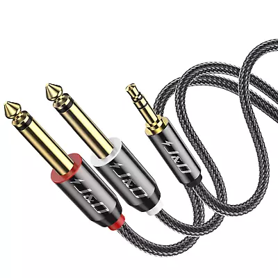 3.5Mm 1/8 Inch TRS Male To Dual 6.35Mm 1/4 Inch TS Male Mono Stereo Y-Cable Spli • $10.95