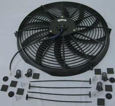 16  BLACK Heavy Duty 2750 CFM Radiator Cooling Fan S Blade Street Rod + Install • $39.65