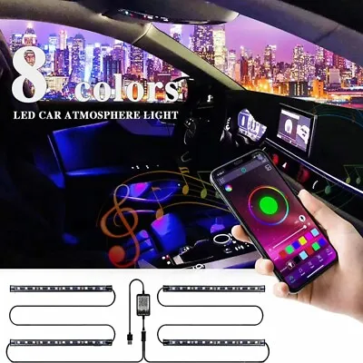 £7.98 • Buy Car Interior Footwell LED Strip Lights RGB Multicolour Remote Atmosphere Lamp