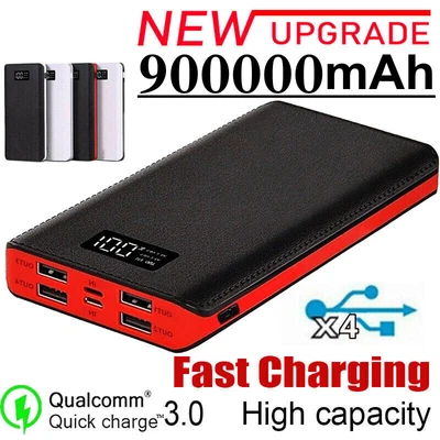$25.99 • Buy Portable External Battery 900000mAh Power Bank Fast 4USB Charger For All Phones