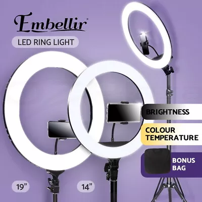 Embellir LED Ring Light Tripod Stand 14 /19  Dimmable Phone Selfie Circle Lamp • $105.95