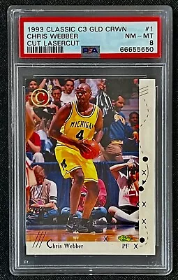 1993 Chris Webber Classic C3 Gold Crown Cut Lasercut #1 Psa 8 Fab Five Michigan • $3