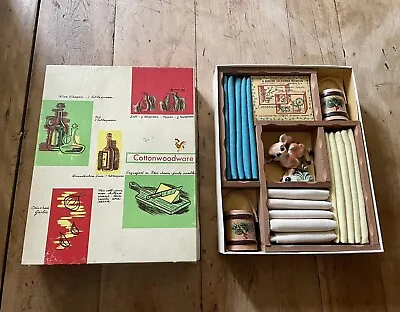 Vtg. COTTONWOODWARE By Starco 3 Kitchen Towels & Curios/CA Redwood Shadow Box • $25