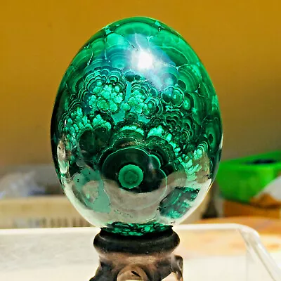 462g Rare Natural Malachite Egg Sphere Quartz Crystal Luster Mineral Specimen • $384