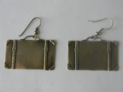 Vintage T. Foree Hunsicker Victorian Sterling Silver Luggage Tag Hook Earrings • $199.99