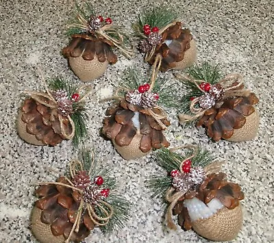 Lot Of Large Acorn Ornaments-Burlap And Pine Cones • $9.99