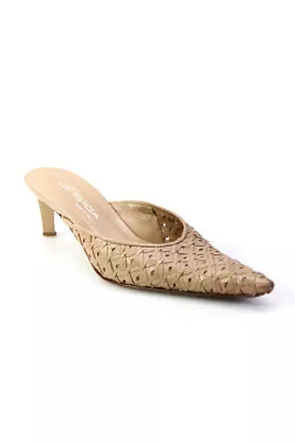 Via Spiga Womens Woven Leather Point Toe Mid Heel Mules Pumps Beige Size 6 • $42.69