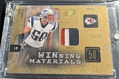 2009 SPx Mike Vrabel Patriots - Chiefs Winning Materials 3-Color Patch - 18/99 • $20