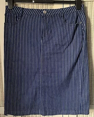 Pinstripe Denim Pencil Skirt Size 14 By TU • £3