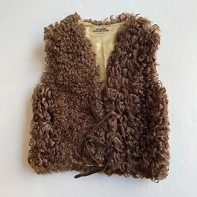 Lambswool Vest Rare/Real Furrure Pontian Furs Womens Small Brown Canada Leather • $115.95