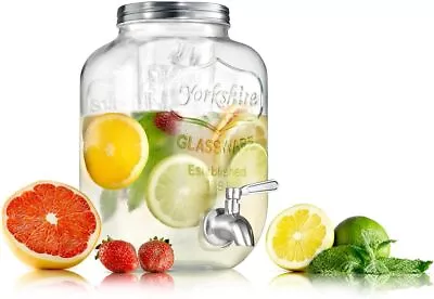 NutriChef 1-Gallon Glass Beverage Dispenser - Mason Jar Style Drink Container • $42.89