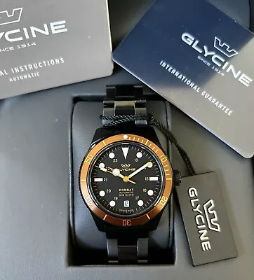 Glycine Combat Sub 39mm Automatic Men's Watch PVD GL0409  Golden Eye  (Unworn)A+ • $469