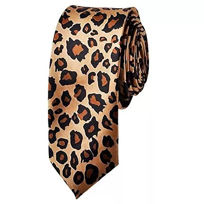 Brown Leopard Cheetah Animal Print NECK TIE Slim Unisex Necktie USA • $6.91