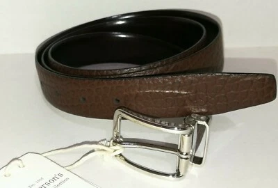 £59.99 • Buy ANDERSONS BROWN CROC SMOOTH LEATHER HANDMADE MENS BELT REVERSIBLE 115cm 45  BNWT