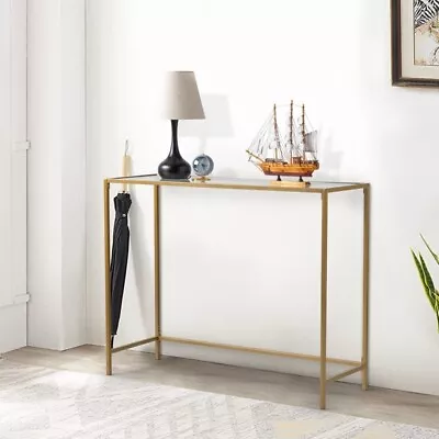 39.4  Console Sofa Table Modern Entryway Table Tempered Glass Table Metal Fra • $63.18