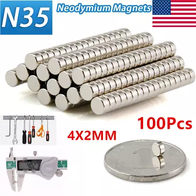 100X Magnets N35 4x2mm Mini Magnets Round Strong Neodymium Rare Earth Magnet • $3.98