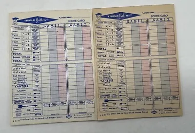 Triple Yahtzee Score Pads Sheets Replacement Parts Partial Score Sheet Pads 1972 • $12.80