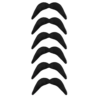 Black Moustache 6 Pack Mexican Stick On Self Adhesive Fancy Dress Accessory • $5.04