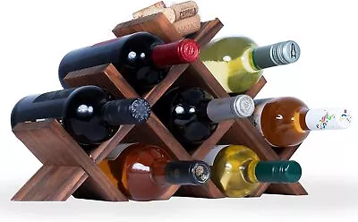 Rustic State Alella Countertop Wood Wine Rack For 8 Bottles Small Walnut  • $47.68