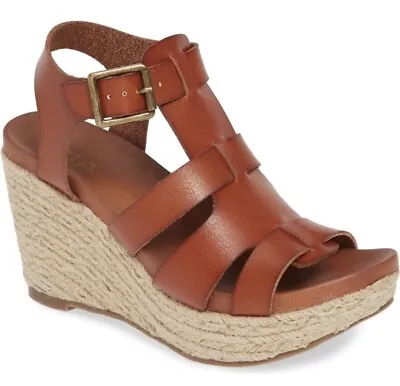 New Mia Giordanaa Espadrille Wedge Sandal Sz 9 Brown Vegan Leather • $42.60