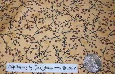 🌻 MODA Vintage 90s Deb Strain Brown Berry Twig Cotton Quilt Fabric 1 Yd • $9