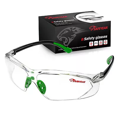 SAFEYEAR Safety Glasses Work Goggles Anti-Fog Super Clear Lens Neck Cord Z87+ • $15.99