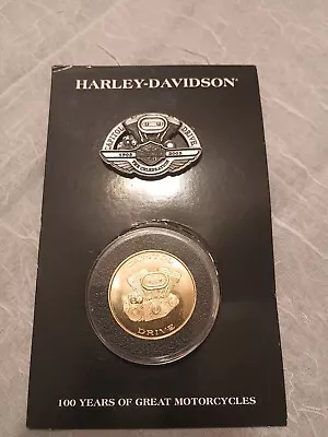 Harley Davidson 100th 2002 Anniversary Capital Drive Coin & Pin Set Vintage • $23.01