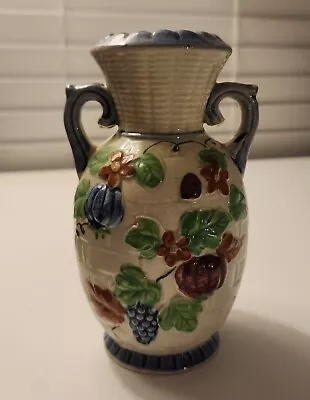 Vintage Majolica Style Painted Floral 6  Vase Made In Japan • $14.99