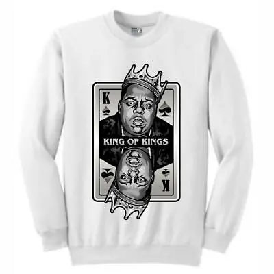 NEW Streetwear On Demand KING OF KINGS BIGGIE WHITE Crew Sweater SMALL-3XLARGE • $99.48