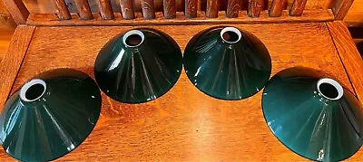 SET Of 4 Matching 9.75” Diameter Dark Green Vianne Glass Shades 2 1/4” Fitter Sz • $165