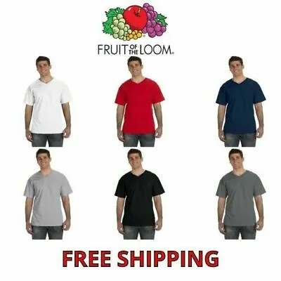 $9.99 • Buy Fruit Of The Loom Men's 100% Cotton V-Neck T-Shirt Vee Tee S-3XL 39VR