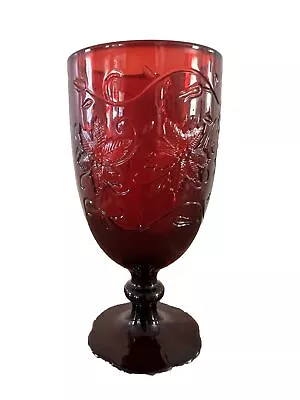 Princess House Ruby Red Fantasia Poinsettia Goblet Holiday Glasses Large 14 Oz • $20