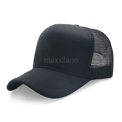 Men Trucker Hat Mesh Foam Cap Snapback Baseball Adjustable Plain Caps Solid Hats • $7.45