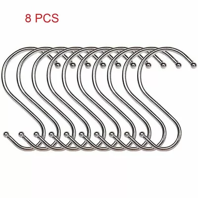 S Shaped Hanging Hooks Stainless Steel Hooks Kitchen Bathroom Bedroom Cap Hanger • $6.59