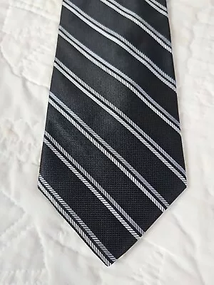 Van Heusen Tie -  4 In Black Striped Silk Necktie - Men's Classic • $9.97