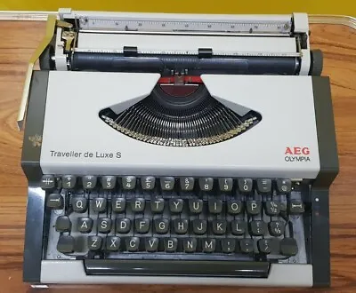 Vintage Typewriter AEG Olympia Traveller De Luxe S In Original Case. • £50