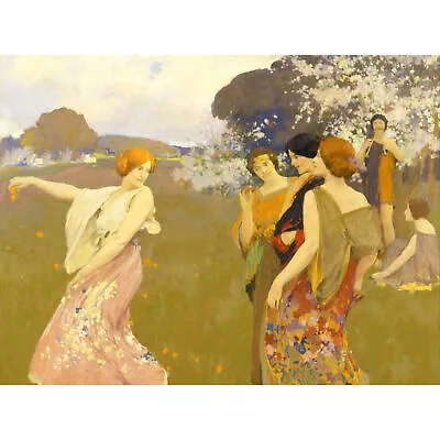 Mathews Spring Dance Nouveau Tonalist Painting Huge Wall Art Poster Print • £16.48