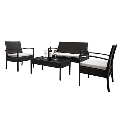 4PCS/3PCS Patio PE Rattan Wicker Sofa Set Outdoor Garden Furniture W/ Table • $108.99
